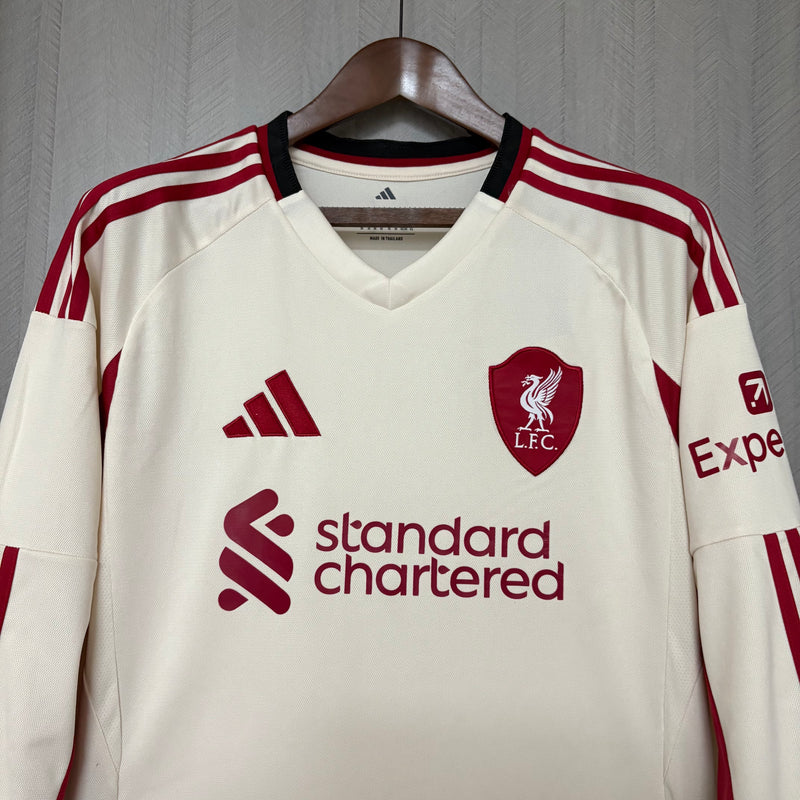 Camisa Liverpool Away 25/26 Manga Longa - Branca
